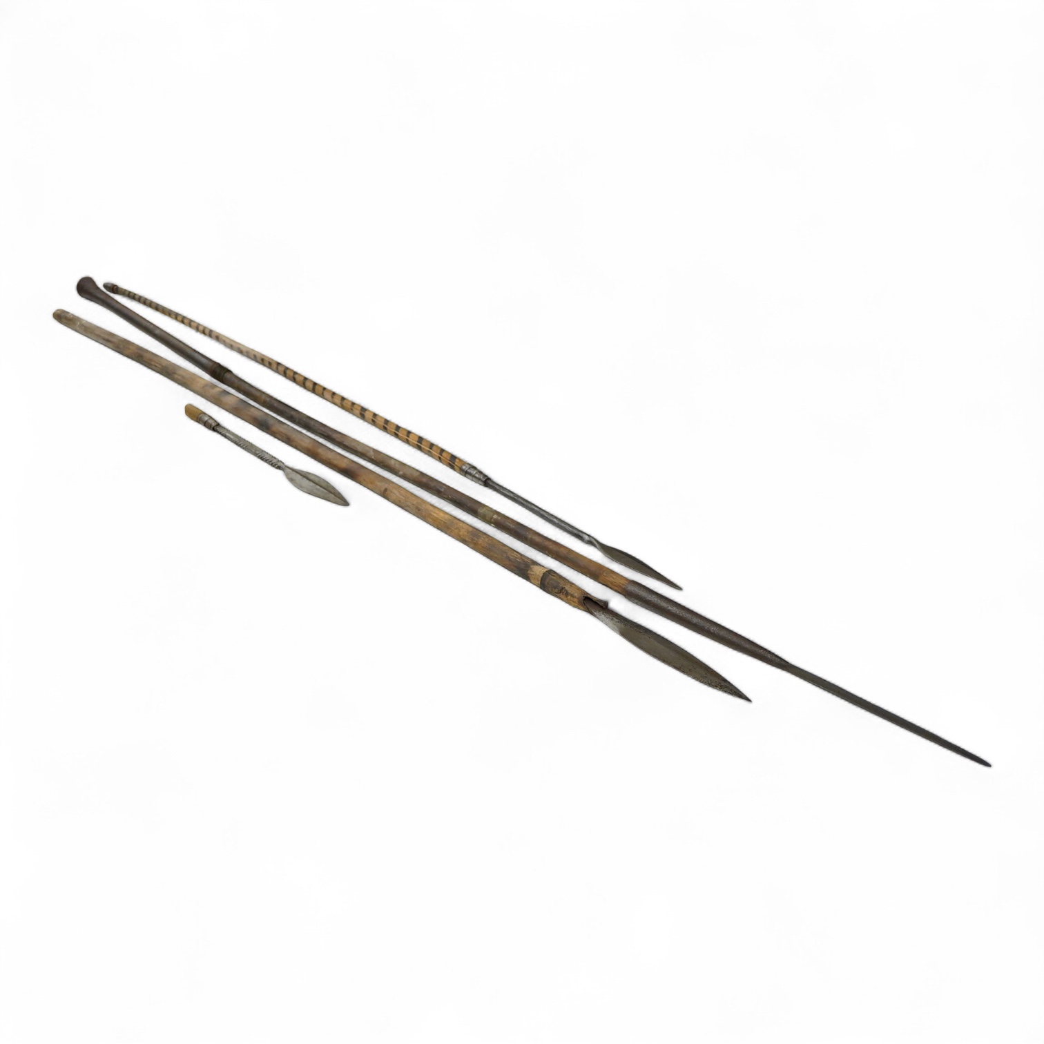 Three Zulu spears and a similar spear head (4) longest 175cm